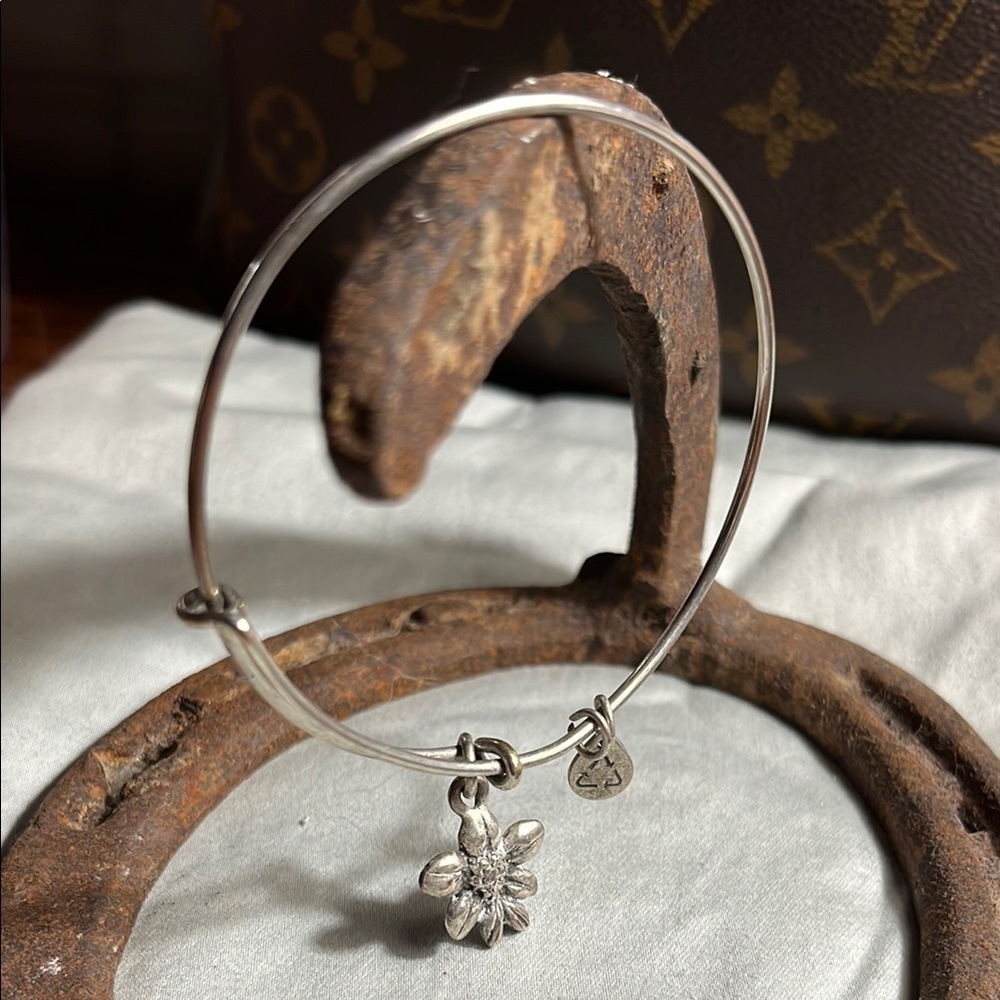 Alex and Ani Silver Floral Charm Bracelet